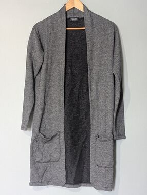 Zara Man Men's Longline Open-front Cardigan Ribbed Knit Dark Academia